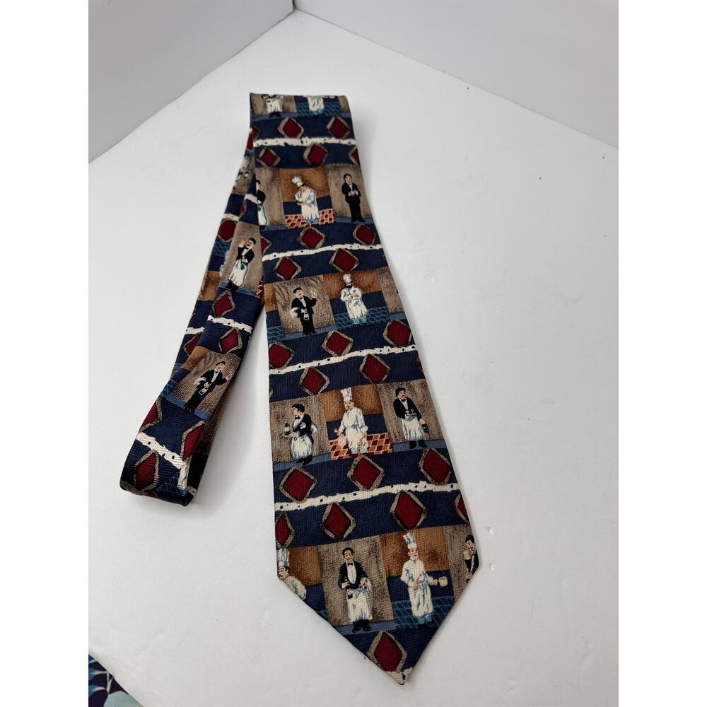 Reyn Spooner Bon Appetit 1988 Guy Buffet Italian Silk Tie USA Vintage - Picture 10 of 10
